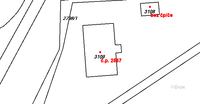 Kročehlavy 2567, Kladno na parcele st. 3109 v KÚ Kročehlavy, Katastrální mapa