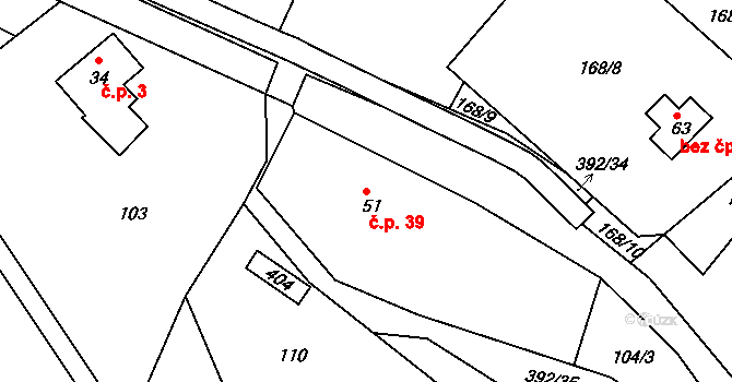 Hrad Osek 39, Osek na parcele st. 51 v KÚ Hrad Osek, Katastrální mapa