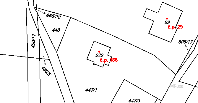 Benecko 186 na parcele st. 272 v KÚ Benecko, Katastrální mapa