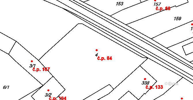 Klepačov 84, Blansko na parcele st. 4 v KÚ Klepačov, Katastrální mapa