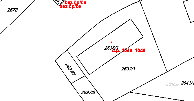 Hulín 1048,1049 na parcele st. 2636/1 v KÚ Hulín, Katastrální mapa