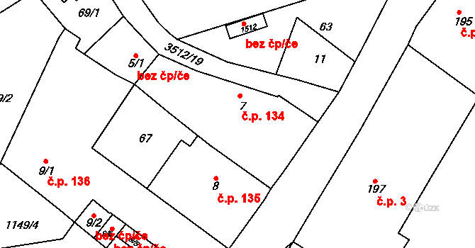 Cvikov I 134, Cvikov na parcele st. 7 v KÚ Cvikov, Katastrální mapa