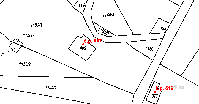 Blansko 517, Jablonec nad Jizerou na parcele st. 403 v KÚ Jablonec nad Jizerou, Katastrální mapa