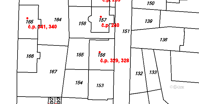Neštěmice 328,329, Ústí nad Labem na parcele st. 156 v KÚ Neštěmice, Katastrální mapa