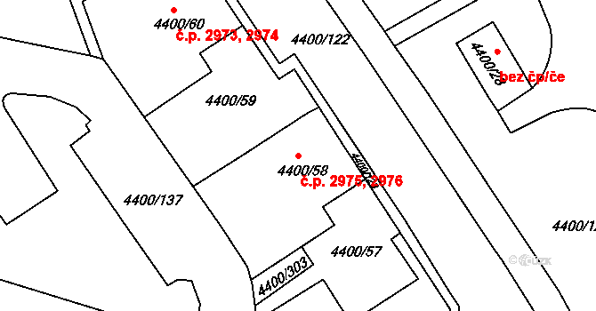 Severní Terasa 2975,2976, Ústí nad Labem na parcele st. 4400/58 v KÚ Ústí nad Labem, Katastrální mapa