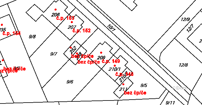 Cerekvice nad Loučnou 149 na parcele st. 209 v KÚ Cerekvice nad Loučnou, Katastrální mapa