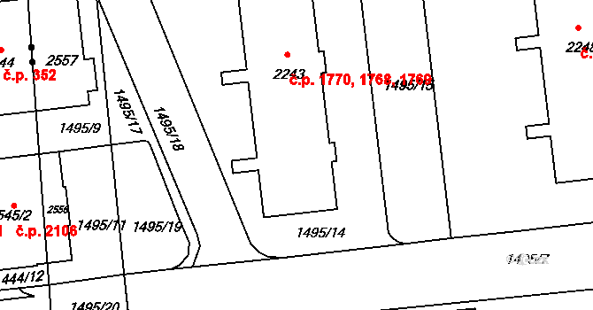 Předměstí 1768,1769,1770, Svitavy na parcele st. 2243 v KÚ Svitavy-předměstí, Katastrální mapa