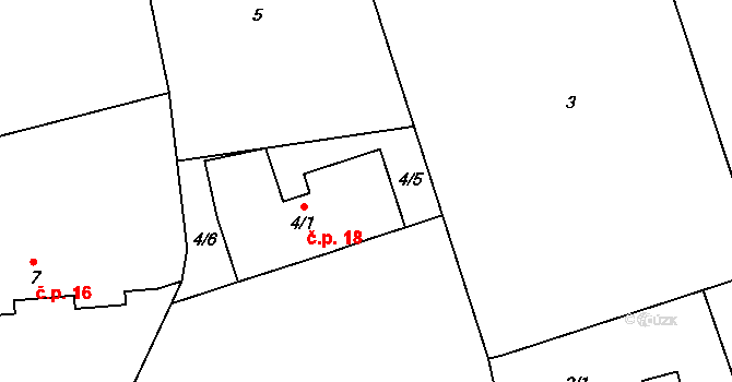 Lysůvky 18, Frýdek-Místek na parcele st. 4/1 v KÚ Lysůvky, Katastrální mapa