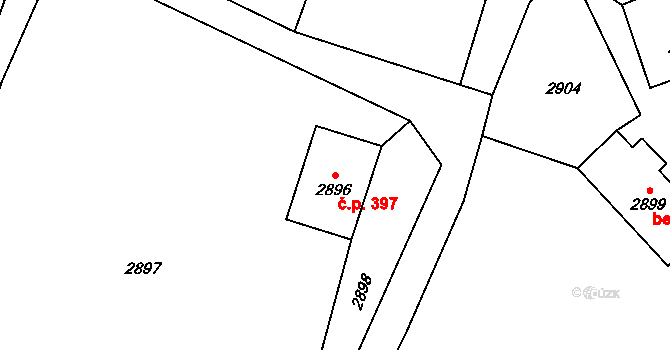 Jablunkov 397 na parcele st. 2896 v KÚ Jablunkov, Katastrální mapa