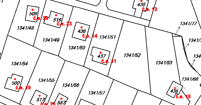 Švihov 11 na parcele st. 437 v KÚ Švihov u Klatov, Katastrální mapa