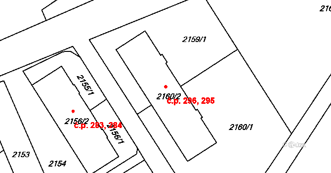 Jablůnka 295,296 na parcele st. 2160/2 v KÚ Jablůnka, Katastrální mapa