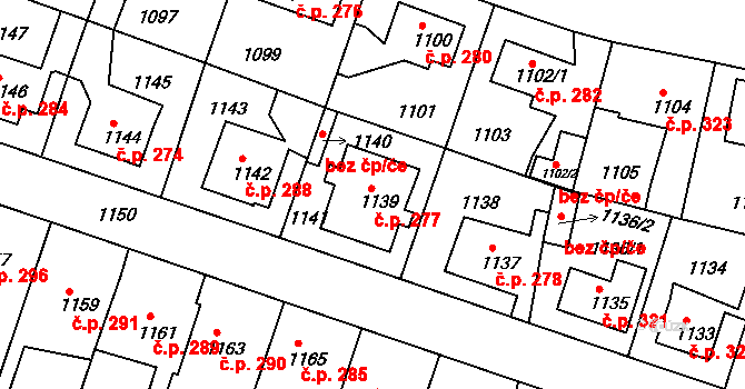 Kolovraty 277, Praha na parcele st. 1139 v KÚ Kolovraty, Katastrální mapa
