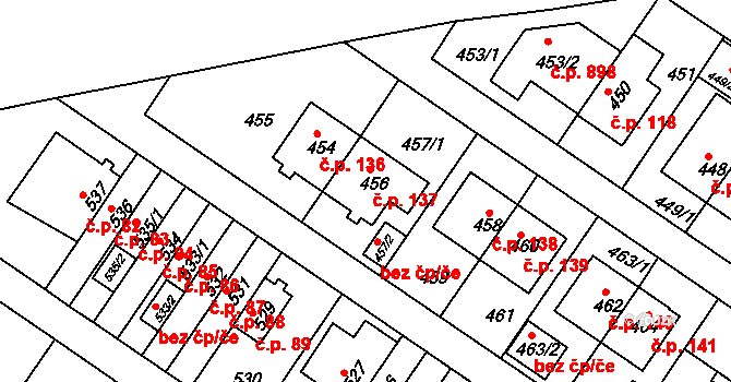 Jinonice 137, Praha na parcele st. 456 v KÚ Jinonice, Katastrální mapa