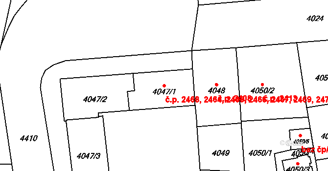 Vinohrady 2464,2465,2466,2467,, Praha na parcele st. 4047/5 v KÚ Vinohrady, Katastrální mapa