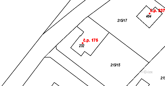 Podhůří 175, Vrchlabí na parcele st. 232 v KÚ Podhůří-Harta, Katastrální mapa