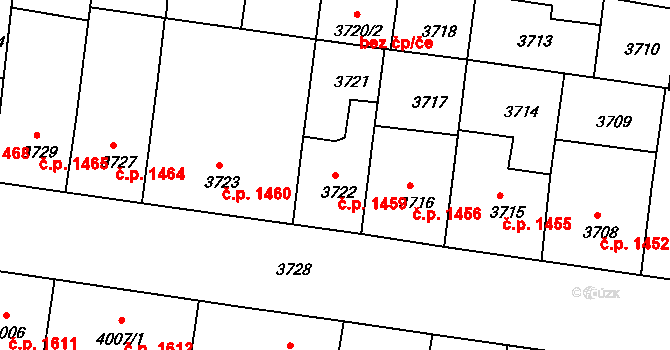 České Budějovice 3 1459, České Budějovice na parcele st. 3722 v KÚ České Budějovice 3, Katastrální mapa