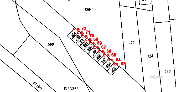 Březenec 69, Jirkov na parcele st. 260 v KÚ Březenec, Katastrální mapa