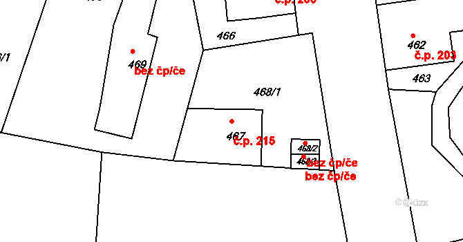 Liberec XXIII-Doubí 215, Liberec na parcele st. 467 v KÚ Doubí u Liberce, Katastrální mapa