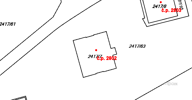 Hranice 2802, Karviná na parcele st. 2417/7 v KÚ Karviná-město, Katastrální mapa