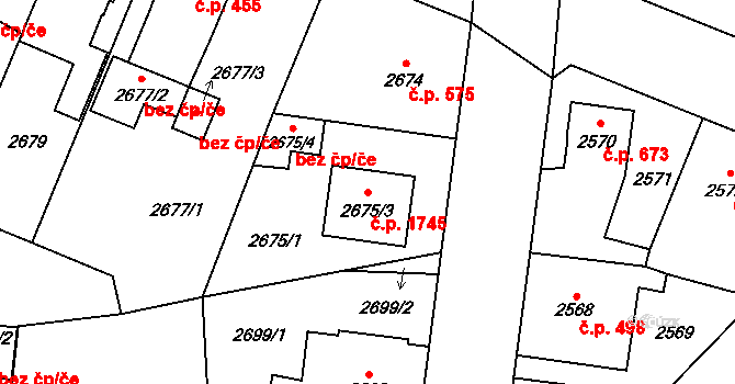 Bolevec 1745, Plzeň na parcele st. 2675/3 v KÚ Bolevec, Katastrální mapa