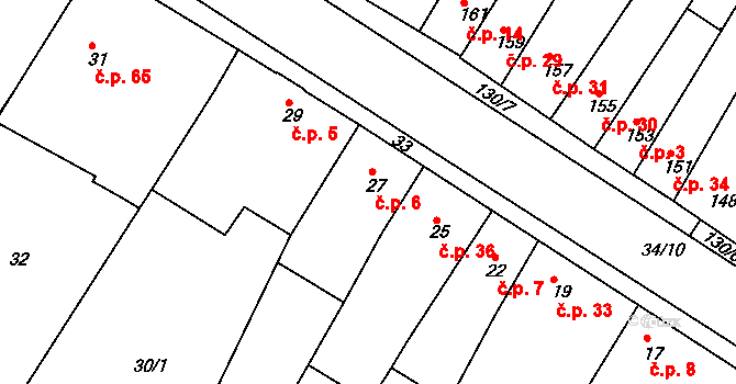 Ledce 6 na parcele st. 27 v KÚ Ledce u Židlochovic, Katastrální mapa