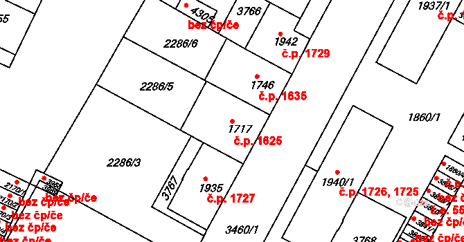 Česká Třebová 1625 na parcele st. 1717 v KÚ Česká Třebová, Katastrální mapa
