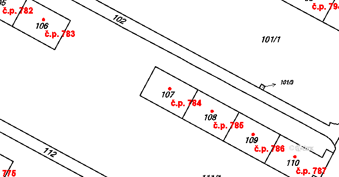 Šumbark 784, Havířov na parcele st. 107 v KÚ Šumbark, Katastrální mapa