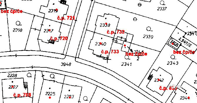 Poděbrady III 733, Poděbrady na parcele st. 2340 v KÚ Poděbrady, Katastrální mapa