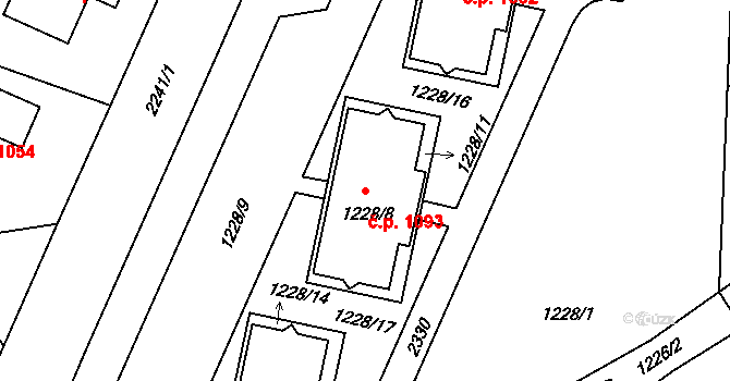Jilemnice 1093 na parcele st. 1228/8 v KÚ Jilemnice, Katastrální mapa