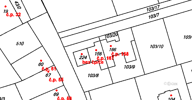 Čakovičky 167 na parcele st. 156 v KÚ Čakovičky, Katastrální mapa