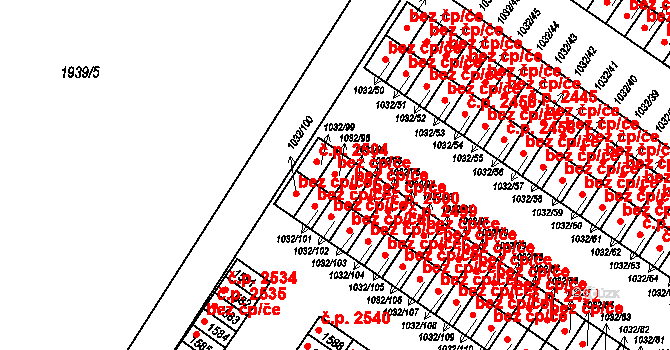Uničov 2503 na parcele st. 1032/98 v KÚ Uničov, Katastrální mapa