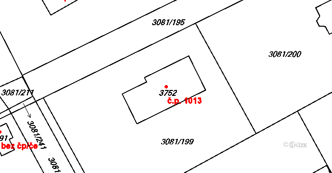 Žichlínské Předměstí 1013, Lanškroun na parcele st. 3752 v KÚ Lanškroun, Katastrální mapa