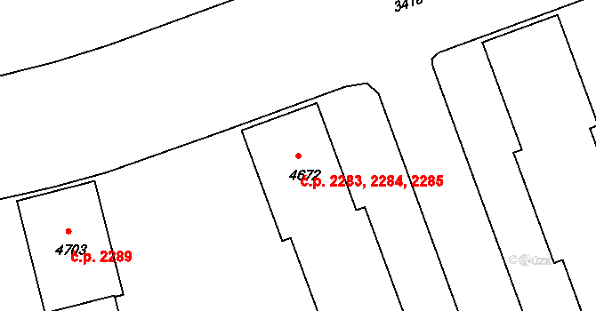 Nymburk 2283,2284,2285 na parcele st. 4672 v KÚ Nymburk, Katastrální mapa