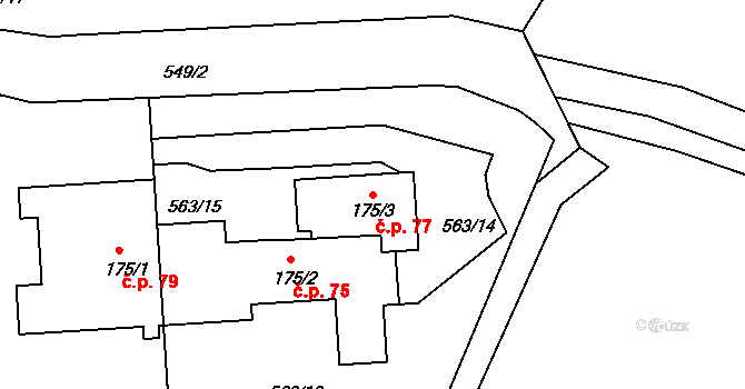 Rašovice 77, Klášterec nad Ohří na parcele st. 175/3 v KÚ Rašovice u Klášterce nad Ohří, Katastrální mapa