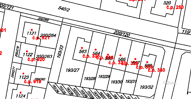 Nehvizdy 336 na parcele st. 564 v KÚ Nehvizdy, Katastrální mapa
