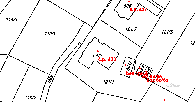 Držovice 463 na parcele st. 54/2 v KÚ Držovice na Moravě, Katastrální mapa