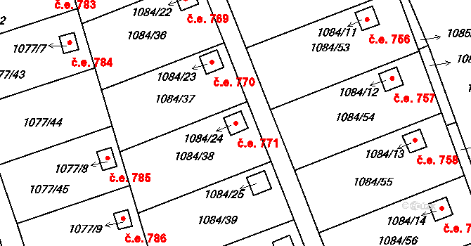 Štětí 771 na parcele st. 1084/24 v KÚ Štětí I, Katastrální mapa