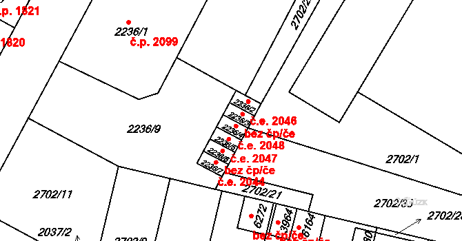 Žatec 2048 na parcele st. 2236/4 v KÚ Žatec, Katastrální mapa