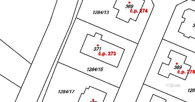 Lípa 273 na parcele st. 371 v KÚ Lípa u Havlíčkova Brodu, Katastrální mapa