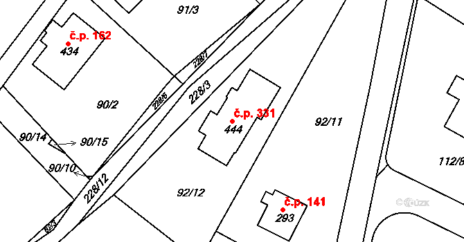 Řitka 331 na parcele st. 444 v KÚ Řitka, Katastrální mapa