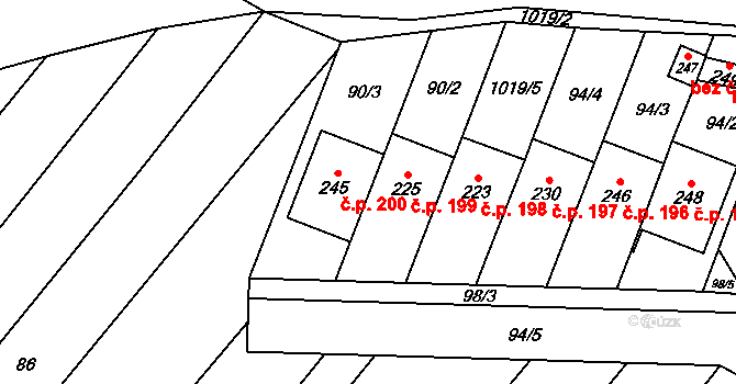 Štěpánov nad Svratkou 200 na parcele st. 245 v KÚ Štěpánov nad Svratkou, Katastrální mapa