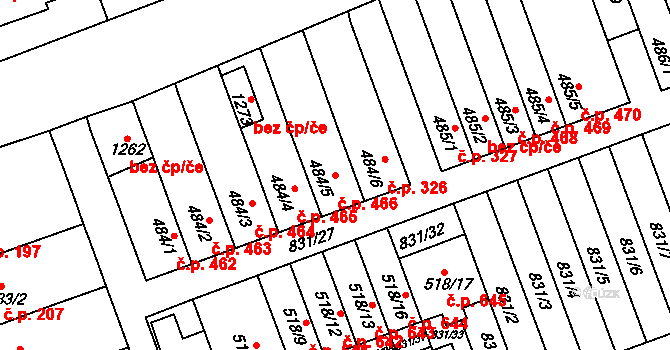 Tlumačov 466 na parcele st. 484/5 v KÚ Tlumačov na Moravě, Katastrální mapa