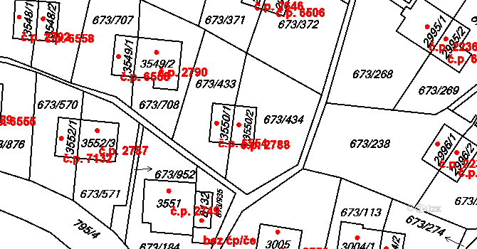Zlín 2788 na parcele st. 3550/2 v KÚ Zlín, Katastrální mapa