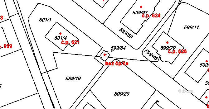 Srubec 42152071 na parcele st. 599/64 v KÚ Srubec, Katastrální mapa