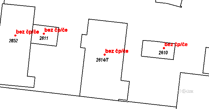 Dačice 42629071 na parcele st. 2614/7 v KÚ Dačice, Katastrální mapa