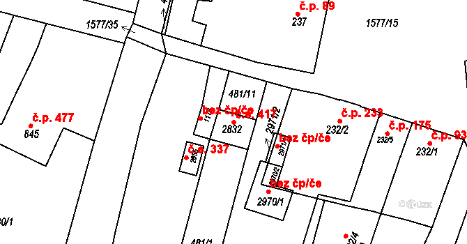 Litovel 417 na parcele st. 2832 v KÚ Litovel, Katastrální mapa