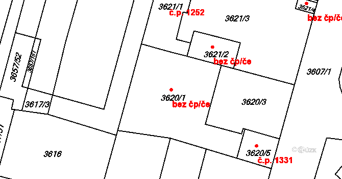 Děčín 44255071 na parcele st. 3620/1 v KÚ Podmokly, Katastrální mapa