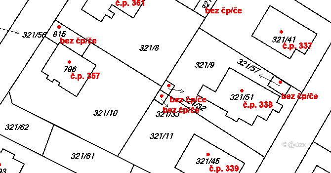 Kačice 44351071 na parcele st. 321/32 v KÚ Kačice, Katastrální mapa