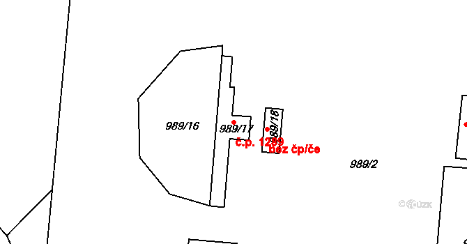 Mistřín 1289, Svatobořice-Mistřín na parcele st. 989/17 v KÚ Mistřín, Katastrální mapa