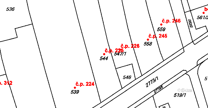 Kylešovice 225, Opava na parcele st. 544 v KÚ Kylešovice, Katastrální mapa